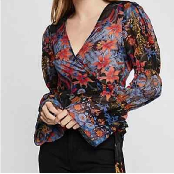 BCBGeneration Sheer Wrap Blouse - Picture 2 of 7